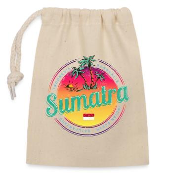 Souvenir rétro de coucher de soleil Sumatra Indonésie - Sac cadeau en coton avec cordon (14 x 20 cm) - nature - Devant