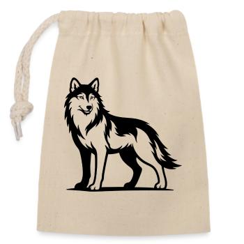 Wolf Portrait Black - Closable cotton gift bag (14x20cm) - nature - Front