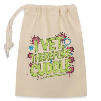Vet Tech I Vet Therefore I Cuddle Animal Lover - Closable cotton gift bag (14x20cm) - nature - Front