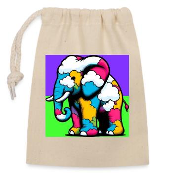 Elephant with Cloud and Clouds - Closable cotton gift bag (14x20cm) - nature - Front