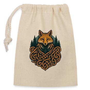 Fuchs im Knotenkunstwald - Verschließbarer Geschenkbeutel aus Baumwolle (14x20cm) - Natur - Vorne