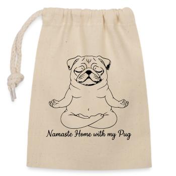 Namaste Home With My Pug Yoga - Closable cotton gift bag (14x20cm) - nature - Front