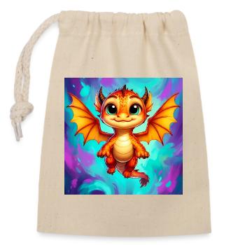 dragon - Closable cotton gift bag (14x20cm) - nature - Front