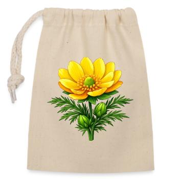 Adonis Beauty Yellow Wildflower Nature Floral Design - Closable cotton gift bag (14x20cm) - nature - Front