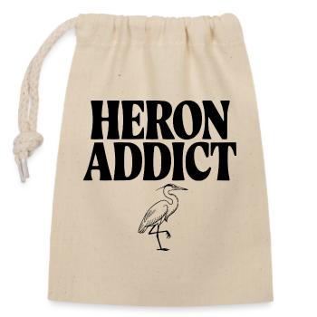 Accro au Héron - Sac cadeau en coton avec cordon (14 x 20 cm) - nature - Devant