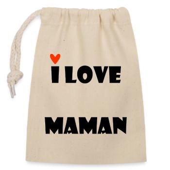 I LOVE MOM. MAMMA. MOTHER'S DAY. HAPPY BIRTHDAY - Closable cotton gift bag (14x20cm) - nature - Front