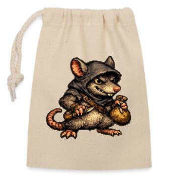 diebische Ratte - Verschließbarer Geschenkbeutel aus Baumwolle (14x20cm) - Natur - Vorne
