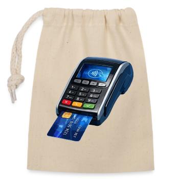 Contactless Payment Terminal Design - Closable cotton gift bag (14x20cm) - nature - Front