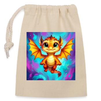 dragon - Closable cotton gift bag (14x20cm) - nature - Front