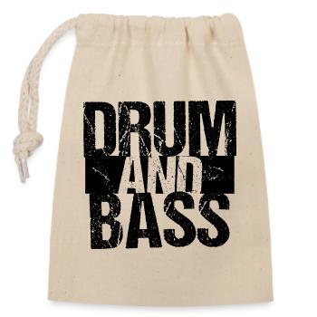 Drum and Bass fettes Logo-Design - Verschließbarer Geschenkbeutel aus Baumwolle (14x20cm) - Natur - Vorne