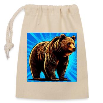 bear - Closable cotton gift bag (14x20cm) - nature - Front