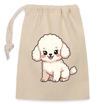 Pudel Hund - Verschließbarer Geschenkbeutel aus Baumwolle (14x20cm) - Natur - Vorne