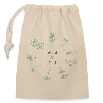 Design Damen Blumenkreis, Yoga und Entspannung - Verschließbarer Geschenkbeutel aus Baumwolle (14x20cm) - Natur - Vorne