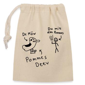 Pommes Deev Möw Dieb Möwe Plattdeutsch - Verschließbarer Geschenkbeutel aus Baumwolle (14x20cm) - Natur - Vorne