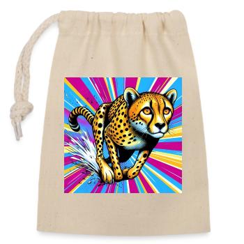 cheetah - Closable cotton gift bag (14x20cm) - nature - Front