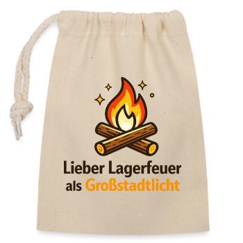 Lagerfeuer gegen Großstadtlicht - Verschließbarer Geschenkbeutel aus Baumwolle (14x20cm) - Natur - Vorne