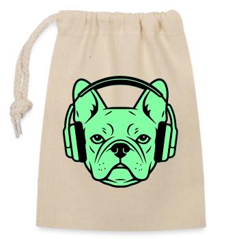 Frenchie Kopfhörer Gamer Hund - Verschließbarer Geschenkbeutel aus Baumwolle (14x20cm) - Natur - Vorne