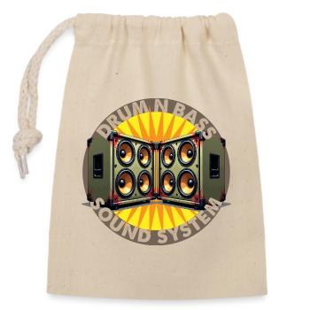 Drum And Bass Sound System Logo - Verschließbarer Geschenkbeutel aus Baumwolle (14x20cm) - Natur - Vorne
