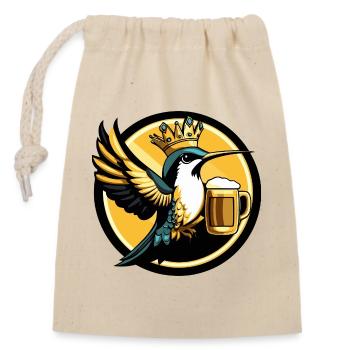 Bière Colibri Oiseau Drôle - Sac cadeau en coton avec cordon (14 x 20 cm) - nature - Devant