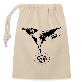 The End of the World (Black) - Closable cotton gift bag (14x20cm) - nature - Front