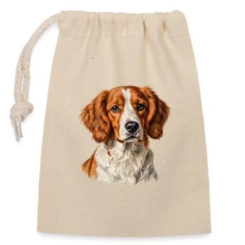 Épagneul breton — Portrait naturaliste - Sac cadeau en coton avec cordon (14 x 20 cm) - nature - Devant