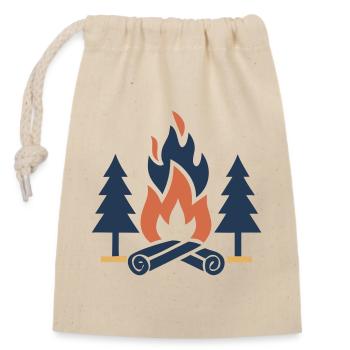 Lagerfeuer Tannen Wald Natur - Verschließbarer Geschenkbeutel aus Baumwolle (14x20cm) - Natur - Vorne