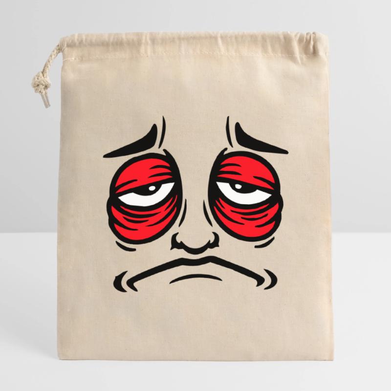 Grumpy sad disappointed face funny Closable cotton gift bag (14x20cm)