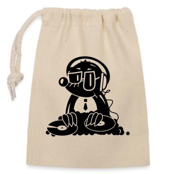 the Mole as a DJ - Closable cotton gift bag (14x20cm) - nature - Front