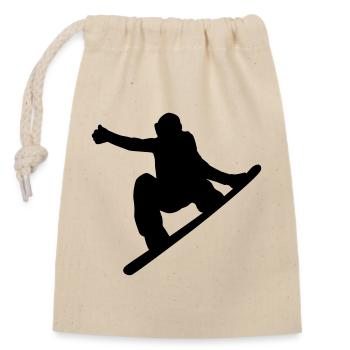 Snowboard - Verschließbarer Geschenkbeutel aus Baumwolle (14x20cm) - Natur - Vorne