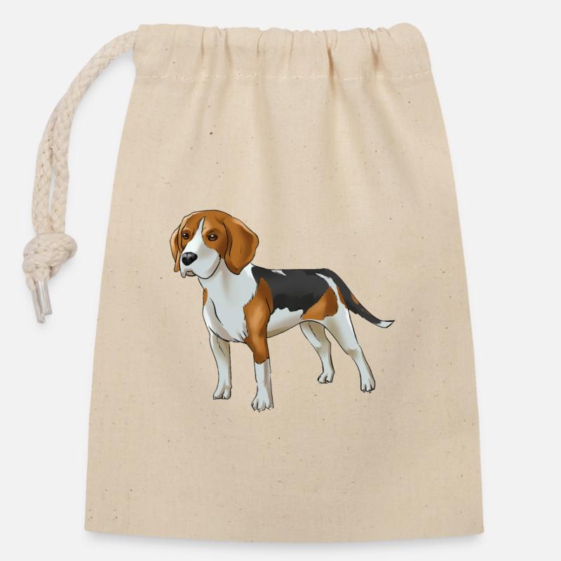 Beagle Hund - Verschließbarer Geschenkbeutel aus Baumwolle (14x20cm) - Natur