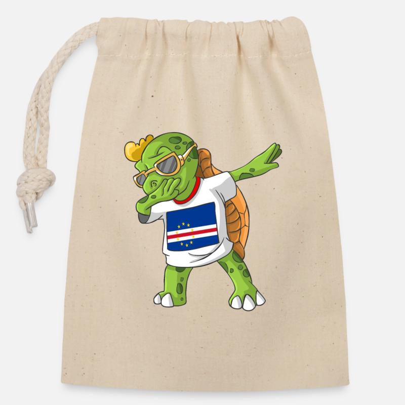Cabo Verde Dabbing turtle - Closable cotton gift bag (14x20cm) - nature