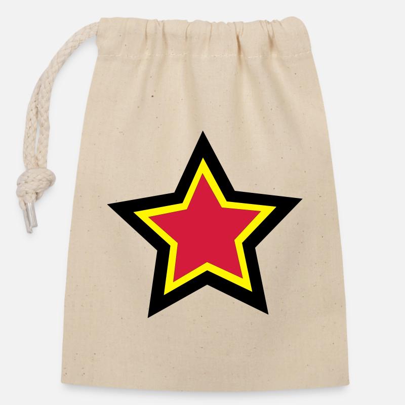star - Closable cotton gift bag (14x20cm) - nature