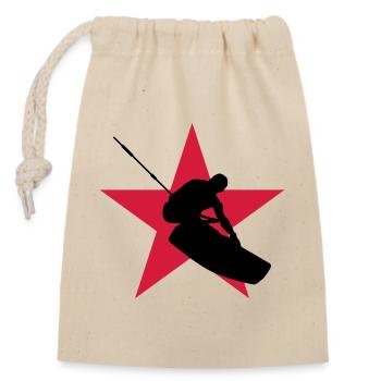 Kiteboarding Kitesurfing Kitesurf Kitesurfer Kiter - Closable cotton gift bag (14x20cm) - nature - Front