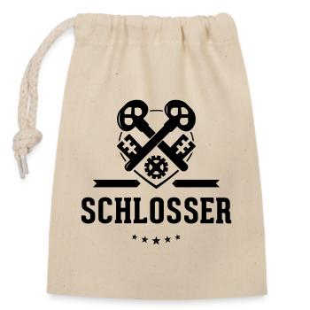 Schlosser Zunftzeichen mit Schriftzug - Verschließbarer Geschenkbeutel aus Baumwolle (14x20cm) - Natur - Vorne