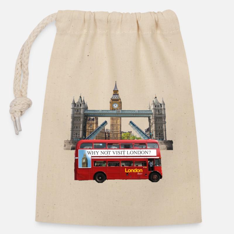 London Landmarks Collage - Closable cotton gift bag (14x20cm) - nature