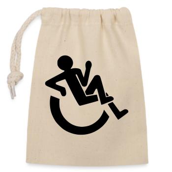 Relaxed wheelchair user, roller, disabled # - Closable cotton gift bag (14x20cm) - nature - Front