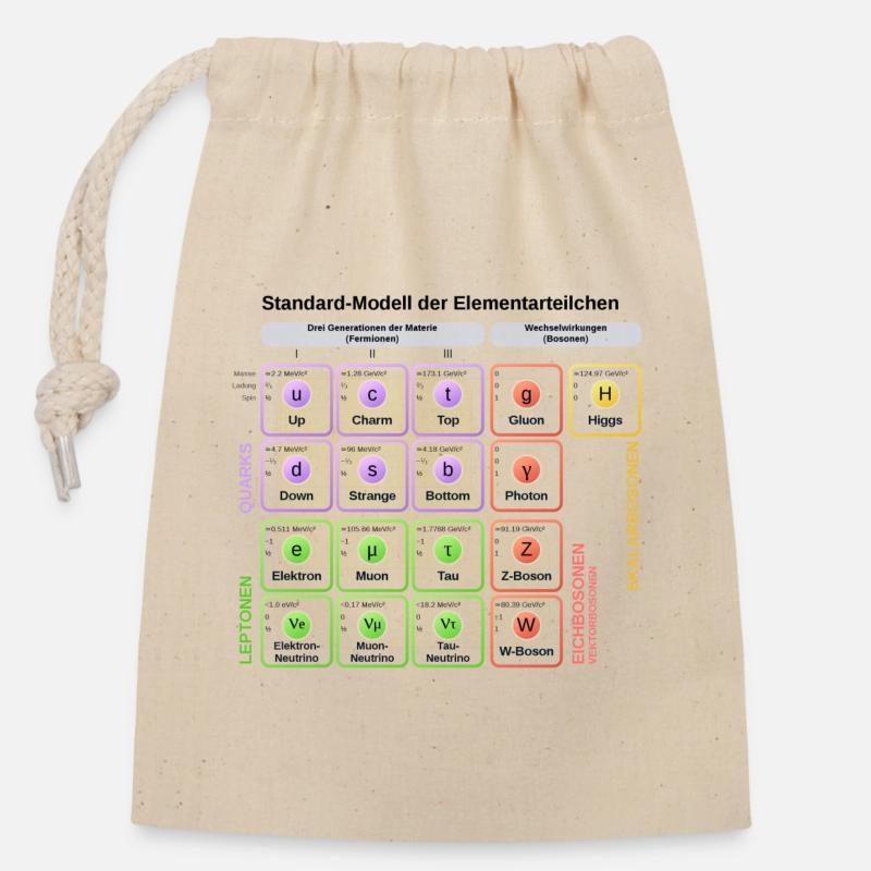Standard-Modell der Elementarteilchen - Verschließbarer Geschenkbeutel aus Baumwolle (14x20cm) - Natur