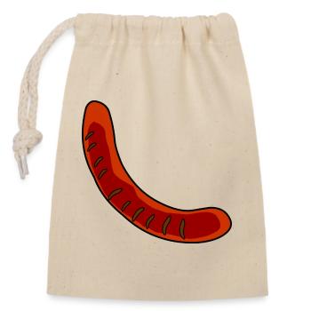 Wurst oder Bratwurst - Verschließbarer Geschenkbeutel aus Baumwolle (14x20cm) - Natur - Vorne
