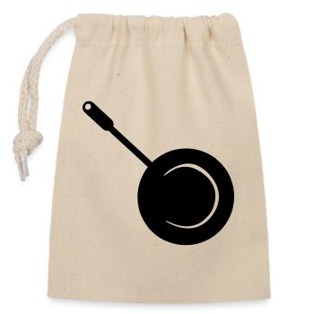 Frying-pan - Closable cotton gift bag (14x20cm) - nature - Front