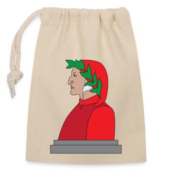 Illustration des Porträts von Dante Alighieri - Verschließbarer Geschenkbeutel aus Baumwolle (14x20cm) - Natur - Vorne
