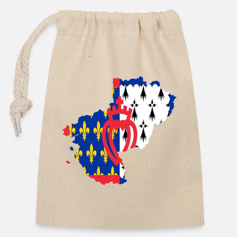 Pays de loire - Sac cadeau en coton avec cordon (14 x 20 cm) - nature