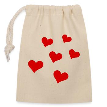 Cœurs épars - Sac cadeau en coton avec cordon (14 x 20 cm) - nature - Devant