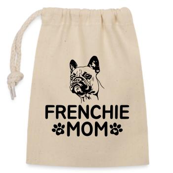 Frenchie Mom - Verschließbarer Geschenkbeutel aus Baumwolle (14x20cm) - Natur - Vorne