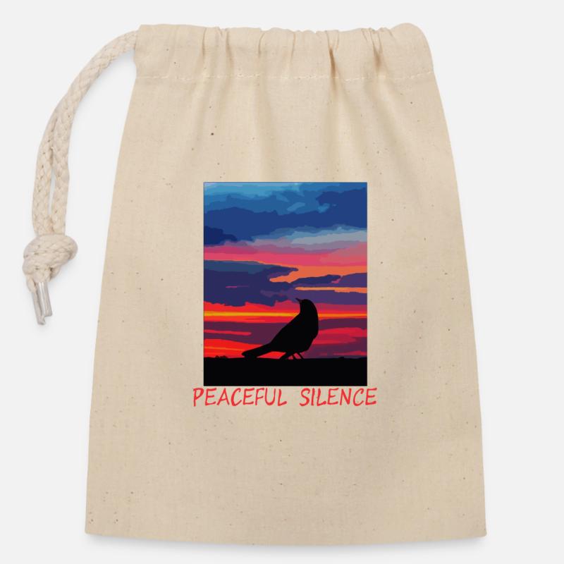 Oiseau dans le ciel du soir paix - Sac cadeau en coton avec cordon (14 x 20 cm) - nature