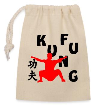 Shaolin monk shadow figure - Closable cotton gift bag (14x20cm) - nature - Front