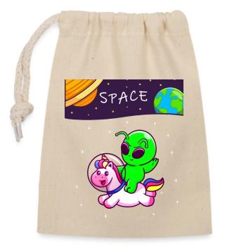 Space - Closable cotton gift bag (14x20cm) - nature - Front