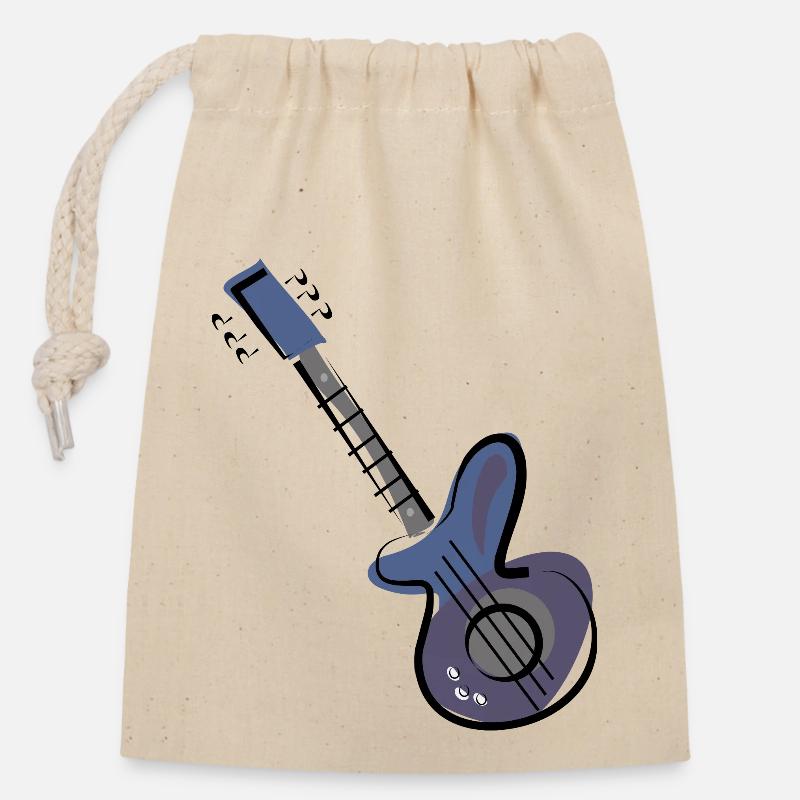 Guitare - Sac cadeau en coton avec cordon (14 x 20 cm) - nature
