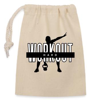 Workout Hard Kettlebell - Verschließbarer Geschenkbeutel aus Baumwolle (14x20cm) - Natur - Vorne