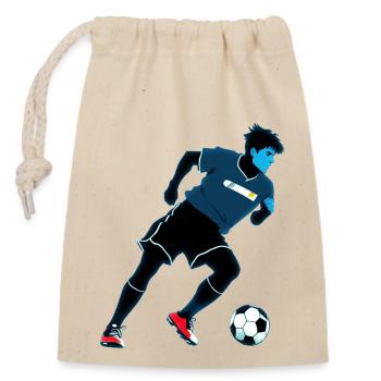 football - Closable cotton gift bag (14x20cm) - nature - Front