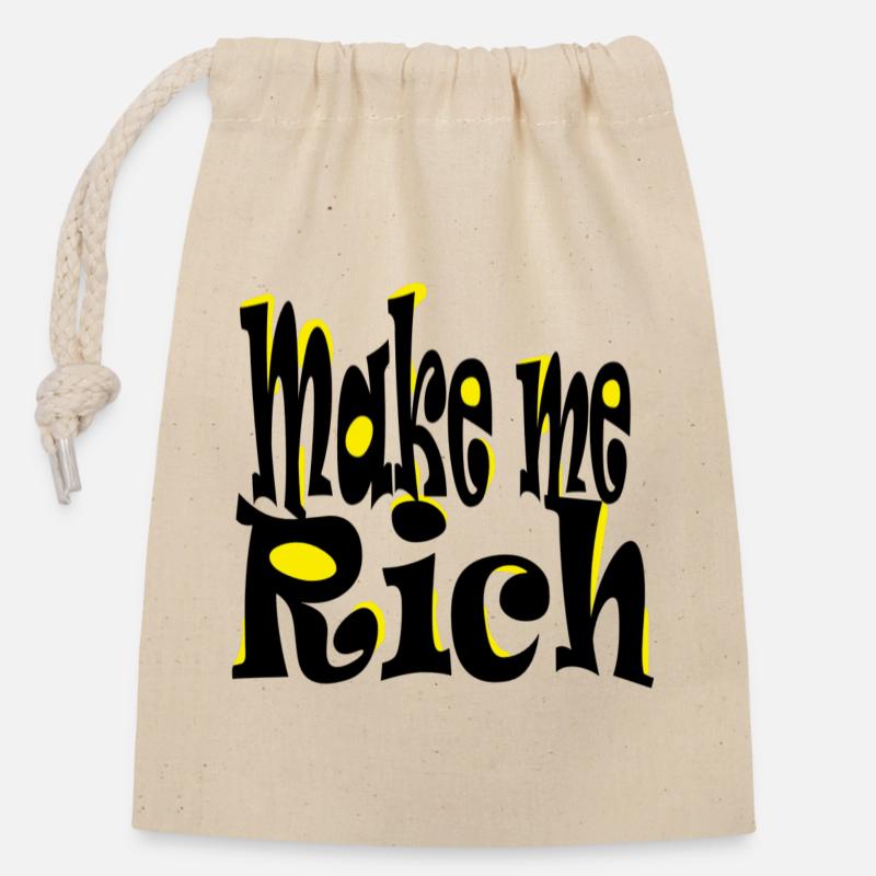 Make me Rich - Sac cadeau en coton avec cordon (14 x 20 cm) - nature